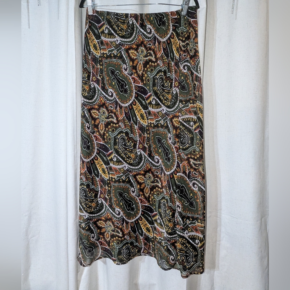Earth Tone Paisley Boho Maxi Skirt